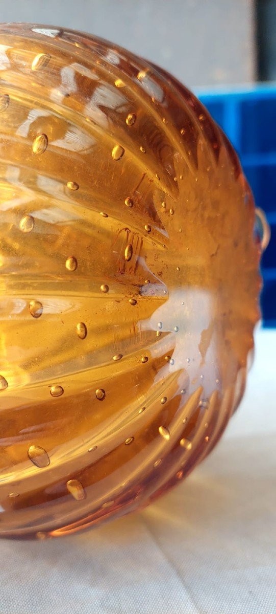 RARO VASO  DA COLLEZIONE VETRO MURANO  AMBRATO , BAROVIER TOSO,  ANNI 50 VENEZIA ITALIA.-photo-3