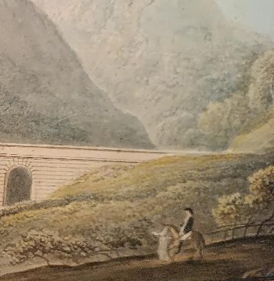 Antico acquerello su carta primi 800 - paesaggio con acquedotto,acquedotto  ponte-photo-2