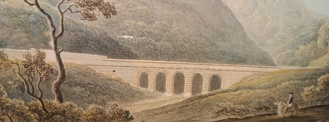 Antico acquerello su carta primi 800 - paesaggio con acquedotto,acquedotto  ponte-photo-4