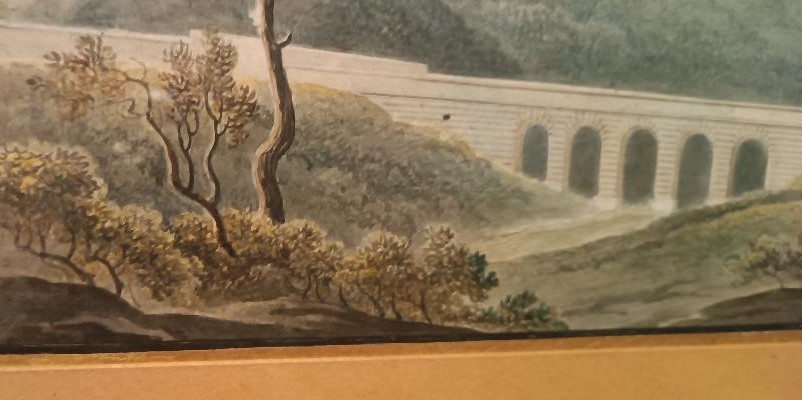 Antico acquerello su carta primi 800 - paesaggio con acquedotto,acquedotto  ponte-photo-5
