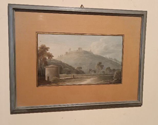 Antico acquerello su carta primi 800 - paesaggio -photo-2