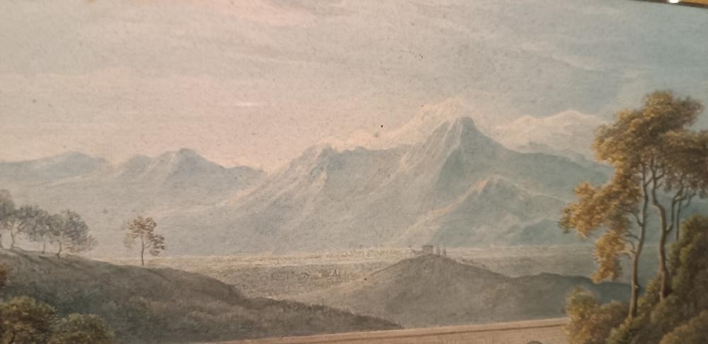 Antico acquerello su carta primi 800 - paesaggio con acquedotto,acquedotto  ponte-photo-5