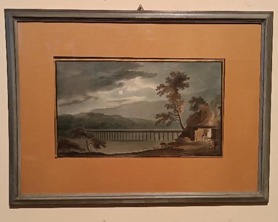 Antico acquerello su carta primi 800 - paesaggio con acquedotto,  ponte-photo-2