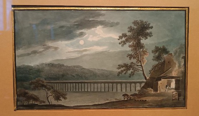 Antico acquerello su carta primi 800 - paesaggio con acquedotto,  ponte-photo-4