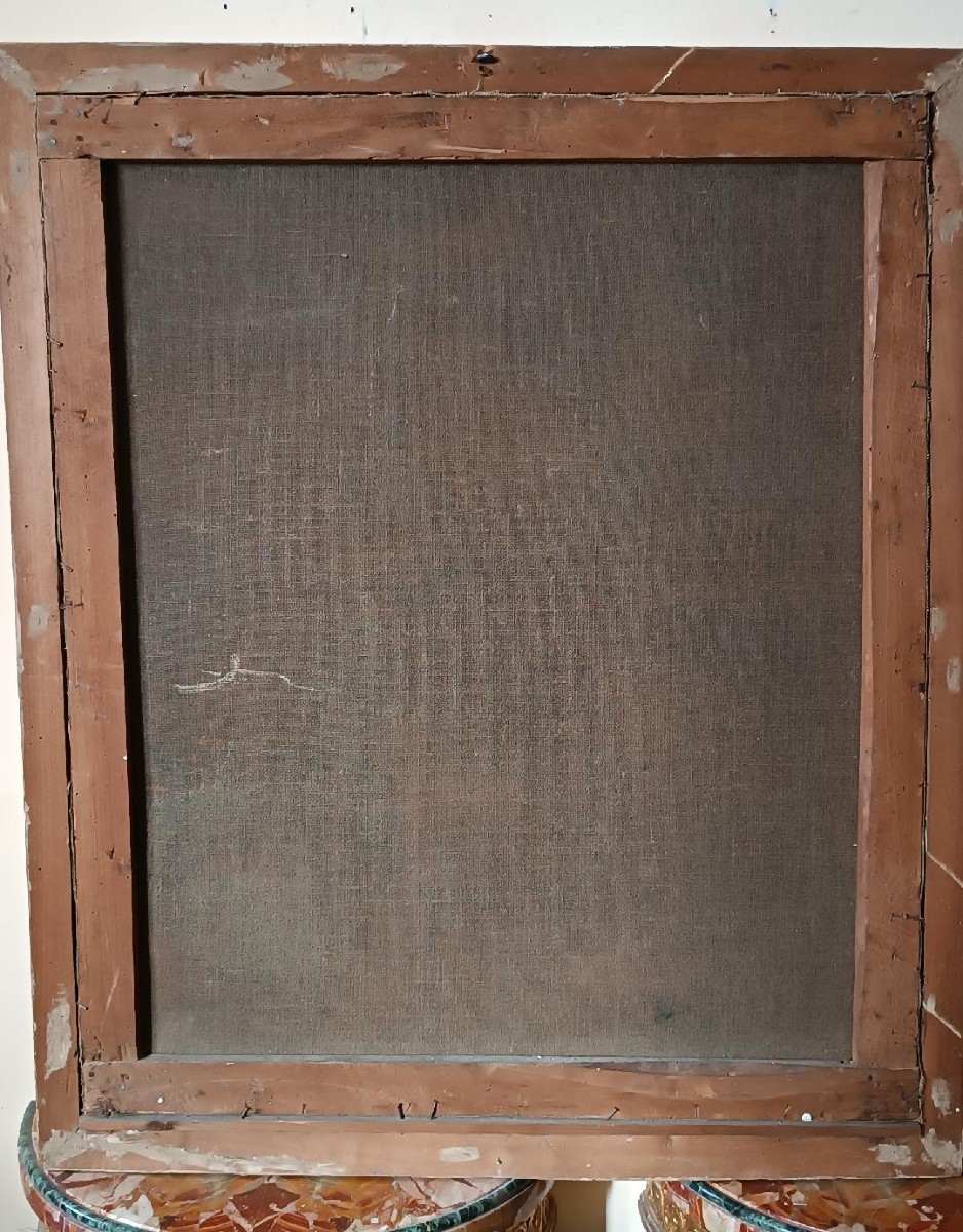 dipinto antico olio su tela Madonna con bambino XVIII secolo-photo-5