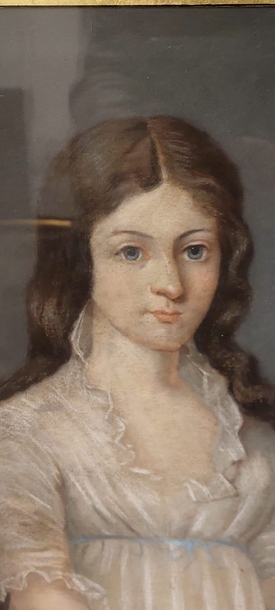 Antico ritratto  pastello su tela di  giovane nobildonna , firmato e datato  1899-photo-2