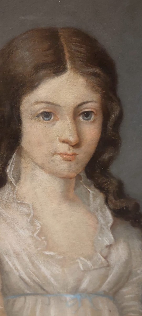 Antico ritratto  pastello su tela di  giovane nobildonna , firmato e datato  1899-photo-4