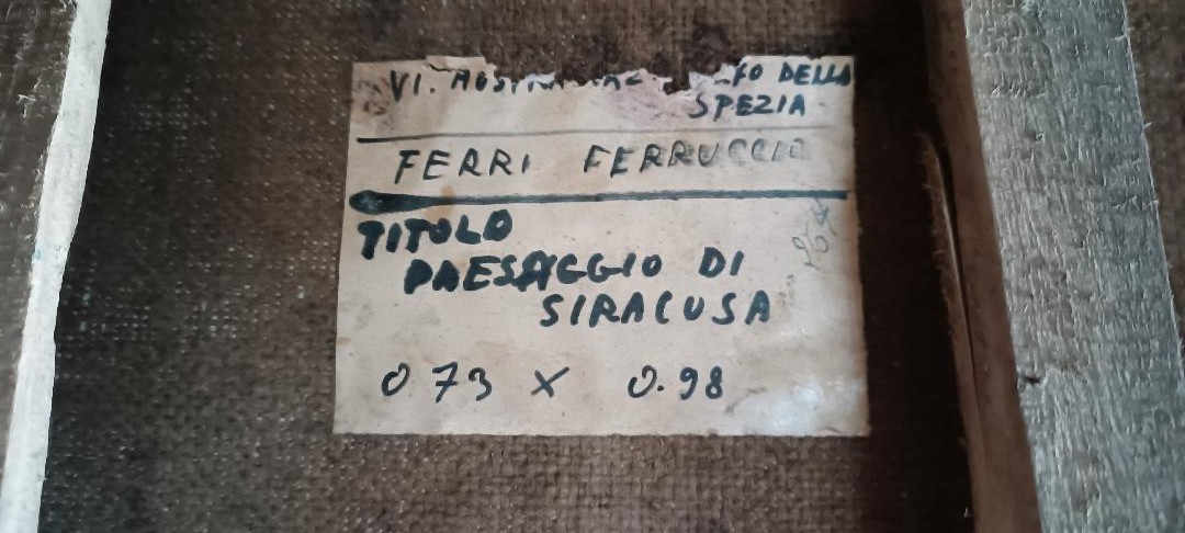 Olio su tela FERRUCCIO FERRI -1953 - "barche siracusa " PERIODO SIRACUSANO-ESPRESSIONISTA-photo-7