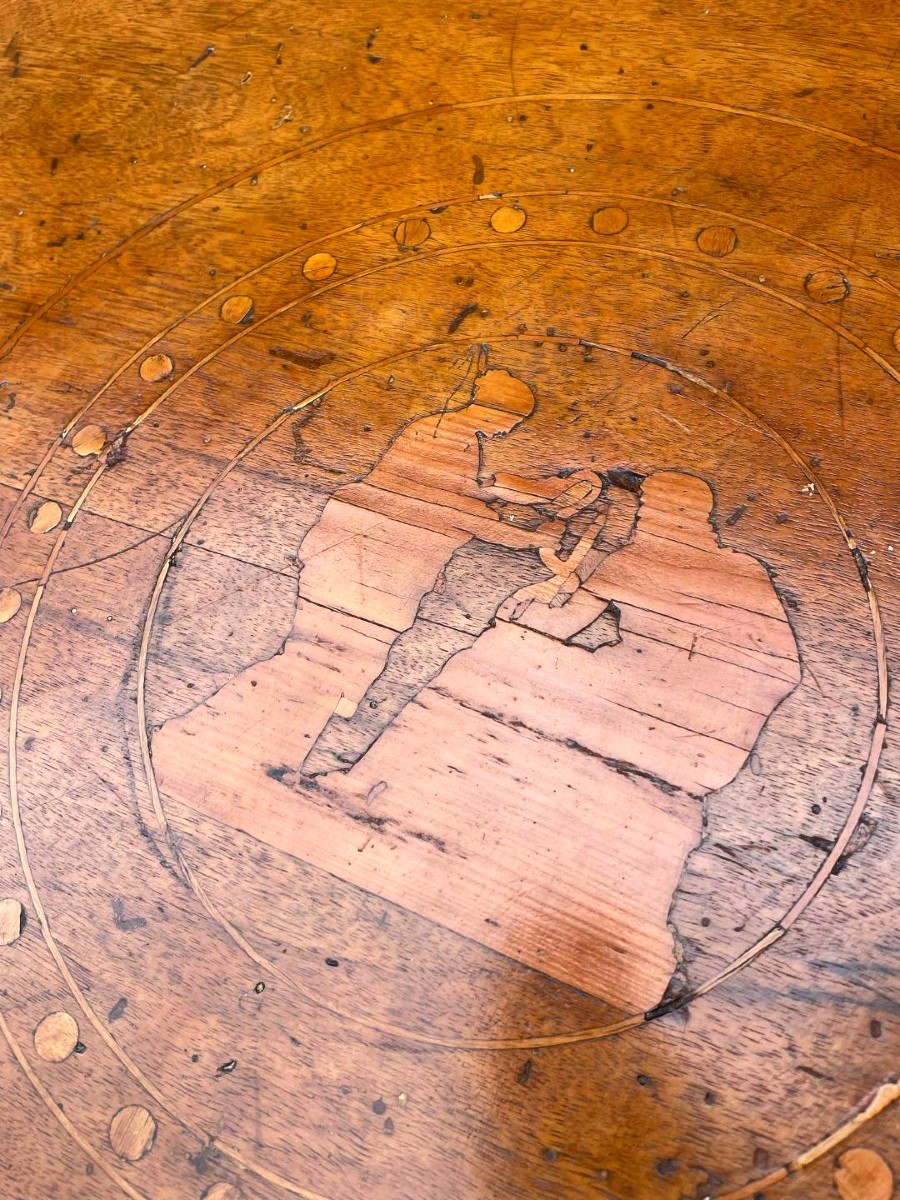 Antico tavolo tondo impero intarsiato primi 800-photo-2