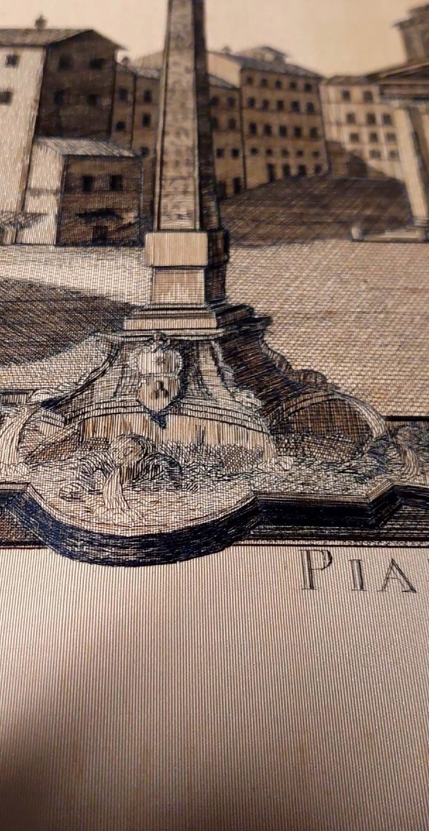 ricamo a filo su seta del XIX secolo , Pantheon a Roma 1881-photo-2