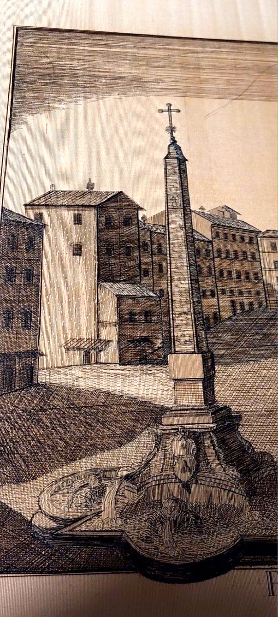 ricamo a filo su seta del XIX secolo , Pantheon a Roma 1881-photo-4