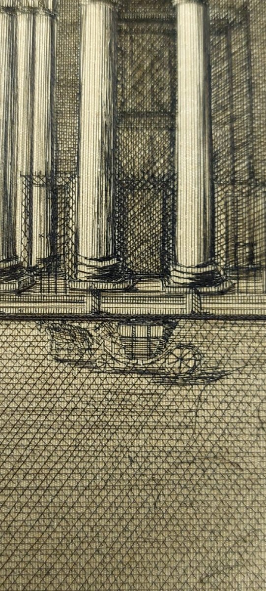 ricamo a filo su seta del XIX secolo , Pantheon a Roma 1881-photo-3