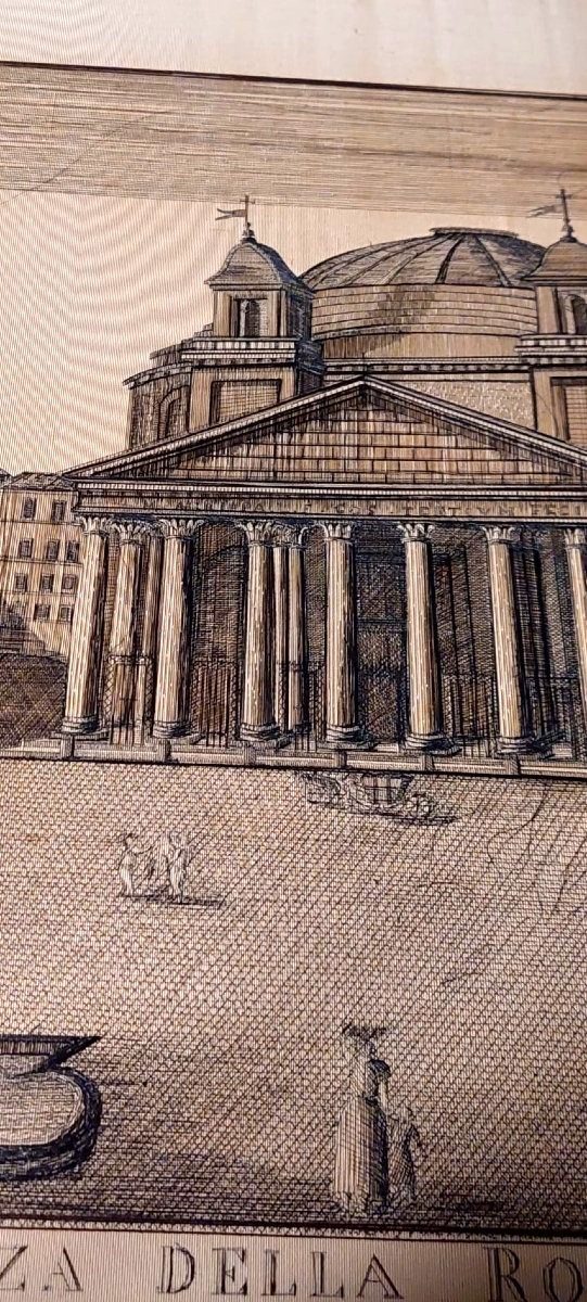 ricamo a filo su seta del XIX secolo , Pantheon a Roma 1881-photo-2
