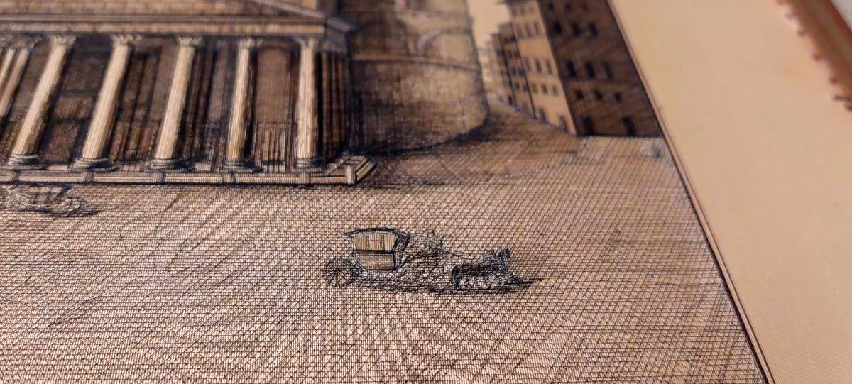 ricamo a filo su seta del XIX secolo , Pantheon a Roma 1881-photo-7