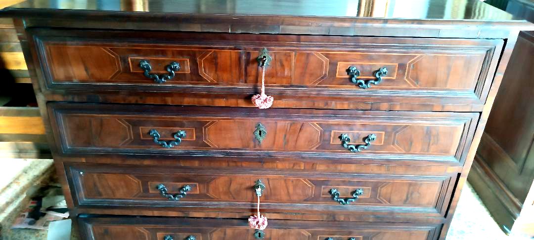 Antico cassettone intarsiato - Italia XVII secolo-photo-4