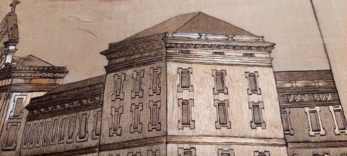 Antico ricamo a filo su seta del XIX secolo , Albergo Dei Poveri. Genova-photo-3