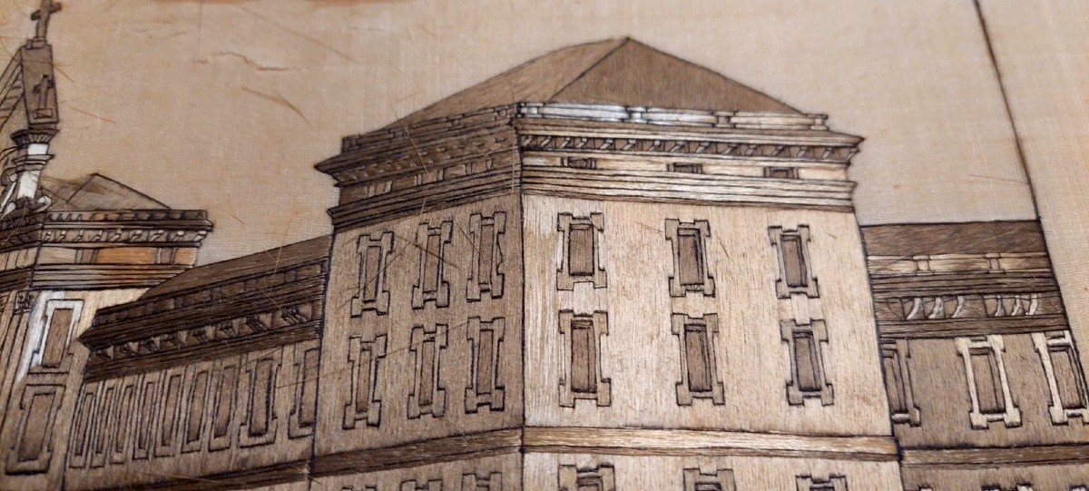 Antico ricamo a filo su seta del XIX secolo , Albergo Dei Poveri. Genova-photo-6