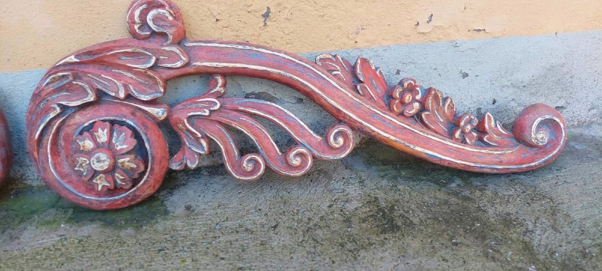 Coppia Grandi Fregi  Legno Intagliati XVII secolo Barocchi-photo-2