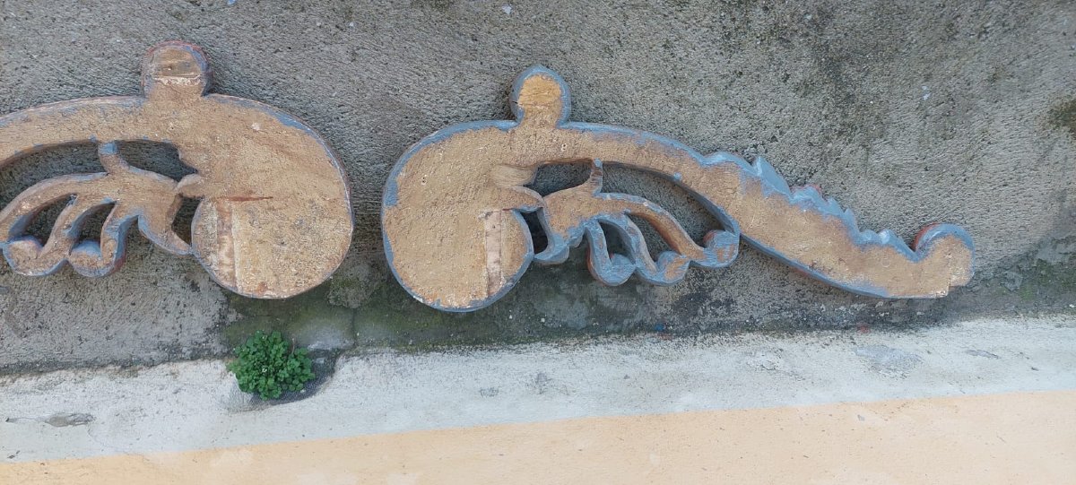 Coppia Grandi Fregi  Legno Intagliati XVII secolo Barocchi-photo-5