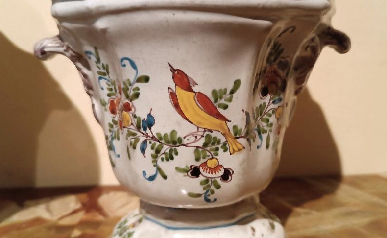 Coppia di vasi in maiolica decorata XVIII secolo Francia-photo-4