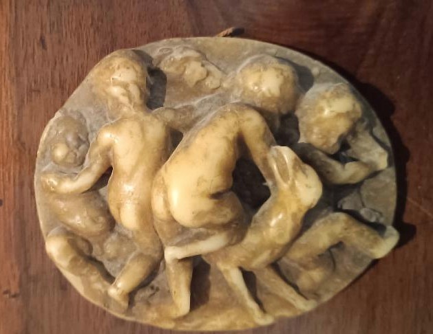 Rilievo ovale in cera - Baccanale - ceroplasta del XVIII secolo-photo-2