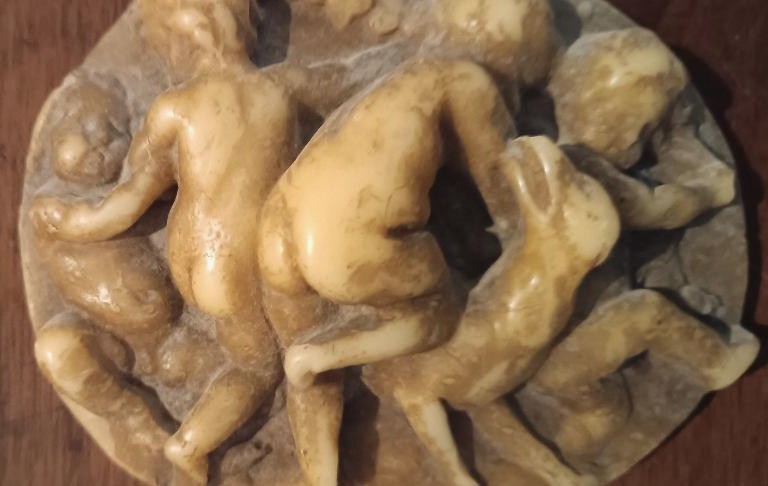 Rilievo ovale in cera - Baccanale - ceroplasta del XVIII secolo-photo-1