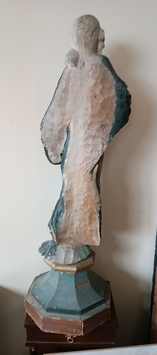 Grande antica scultura Santa in legno policroma-photo-4