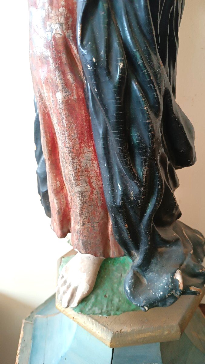 Grande antica scultura Santa in legno policroma-photo-1
