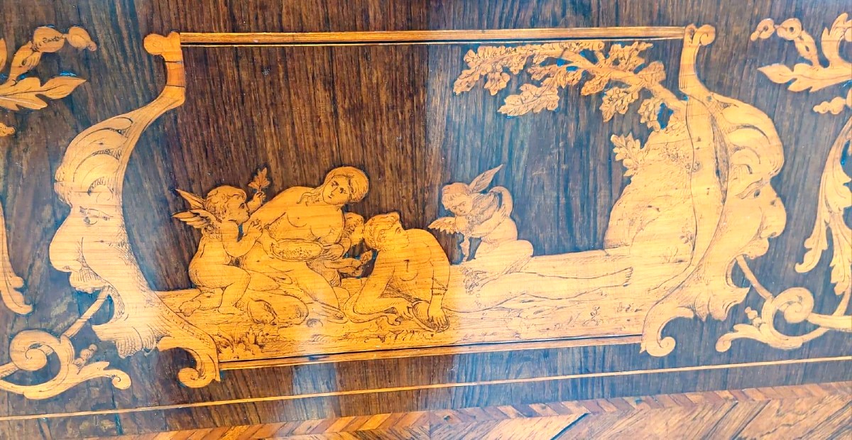 Ribalta intarsiata  -meta' XVIII secolo Toscana-photo-5