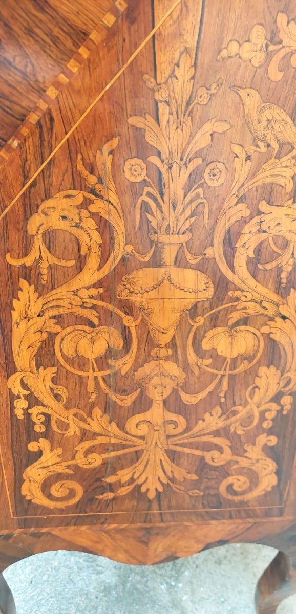 Ribalta intarsiata  -meta' XVIII secolo Toscana-photo-7