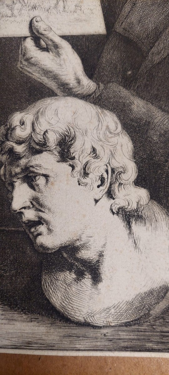 Autoritratto Jean Jacques de Boisseau 1796 Rara Impressione all'acquaforte  su carta vergata-photo-4