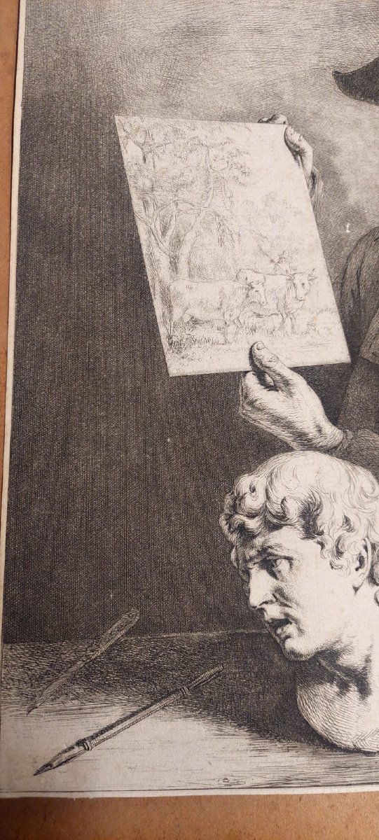 Autoritratto Jean Jacques de Boisseau 1796 Rara Impressione all'acquaforte  su carta vergata-photo-2