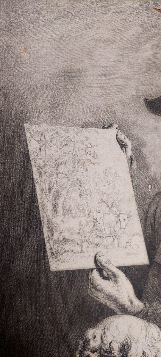 Autoritratto Jean Jacques de Boisseau 1796 Rara Impressione all'acquaforte  su carta vergata-photo-4