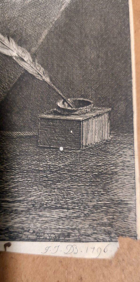 Autoritratto Jean Jacques de Boisseau 1796 Rara Impressione all'acquaforte  su carta vergata-photo-6