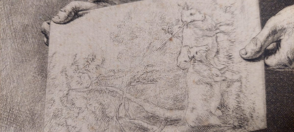 Autoritratto Jean Jacques de Boisseau 1796 Rara Impressione all'acquaforte  su carta vergata-photo-7