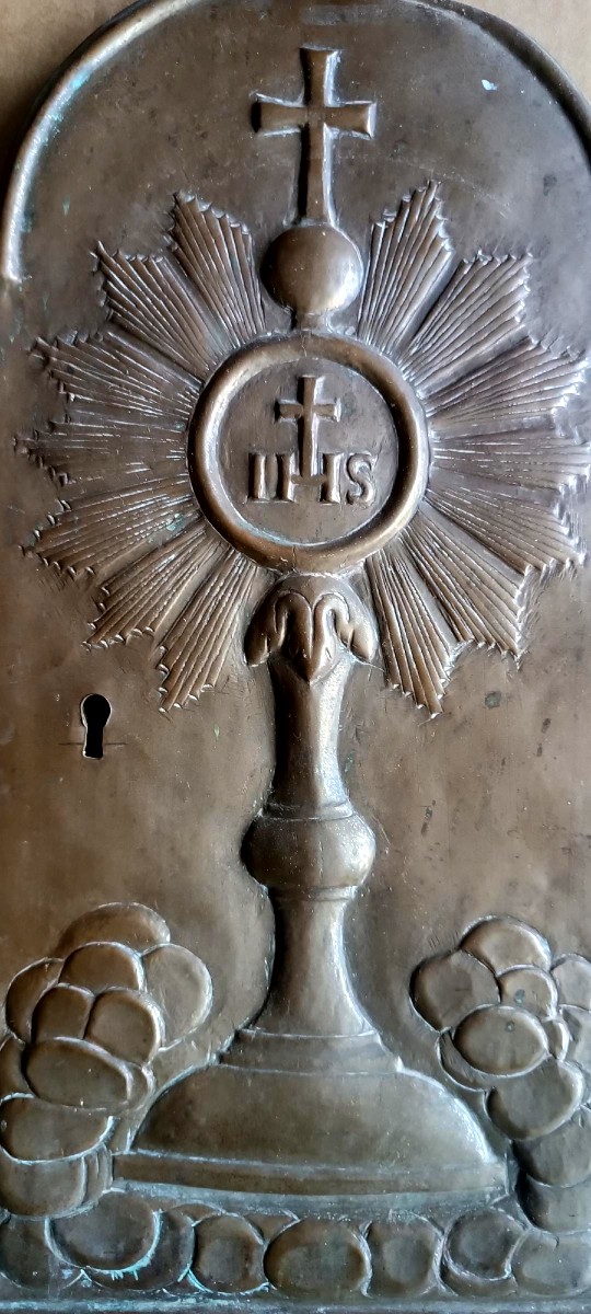 Antico sportello da tabernacolo in bronzo XVIII secolo-photo-1