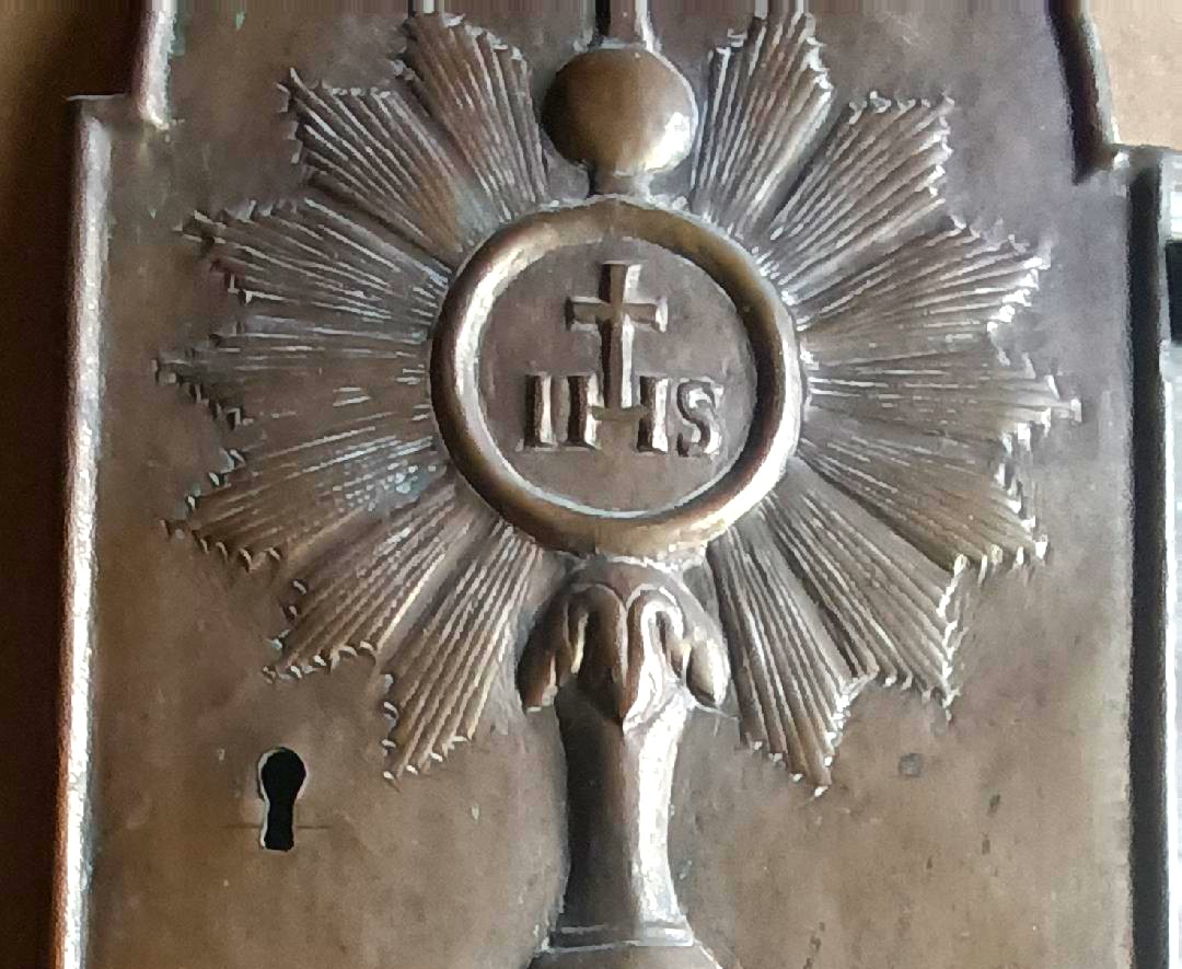 Antico sportello da tabernacolo in bronzo XVIII secolo-photo-5