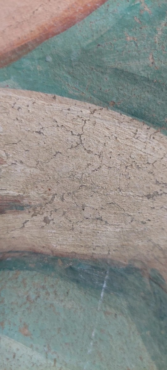 ALLEGORIA GRANDE PANNELLO DIPINTO TEMPERA SU TELA DECORATIVO 170X80 CM-photo-5