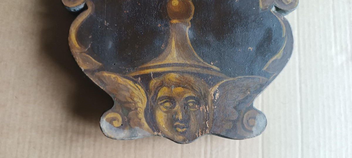 Antica tavola dipinta raffigurante SIMBOLO RELIGIOSO IHS-photo-4