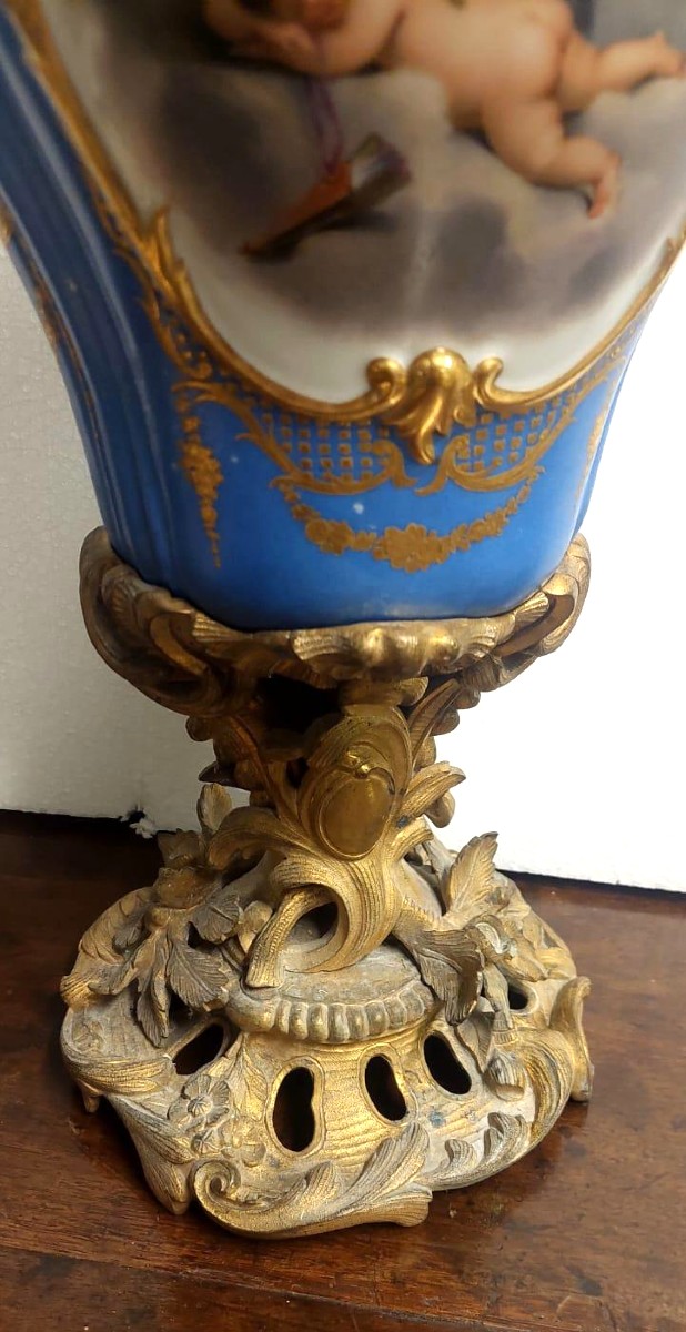 Grande lampada porcellana sevres e bronzo dorato al mercurio -Francia XIX secolo-photo-4
