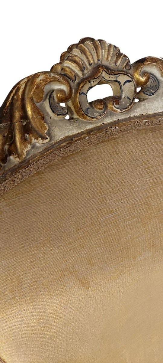 GRANDE POLTRONA SCOLPITA IN LEGNO, ANTICA LACCATA E DORATA XIX  SECOLO-photo-5
