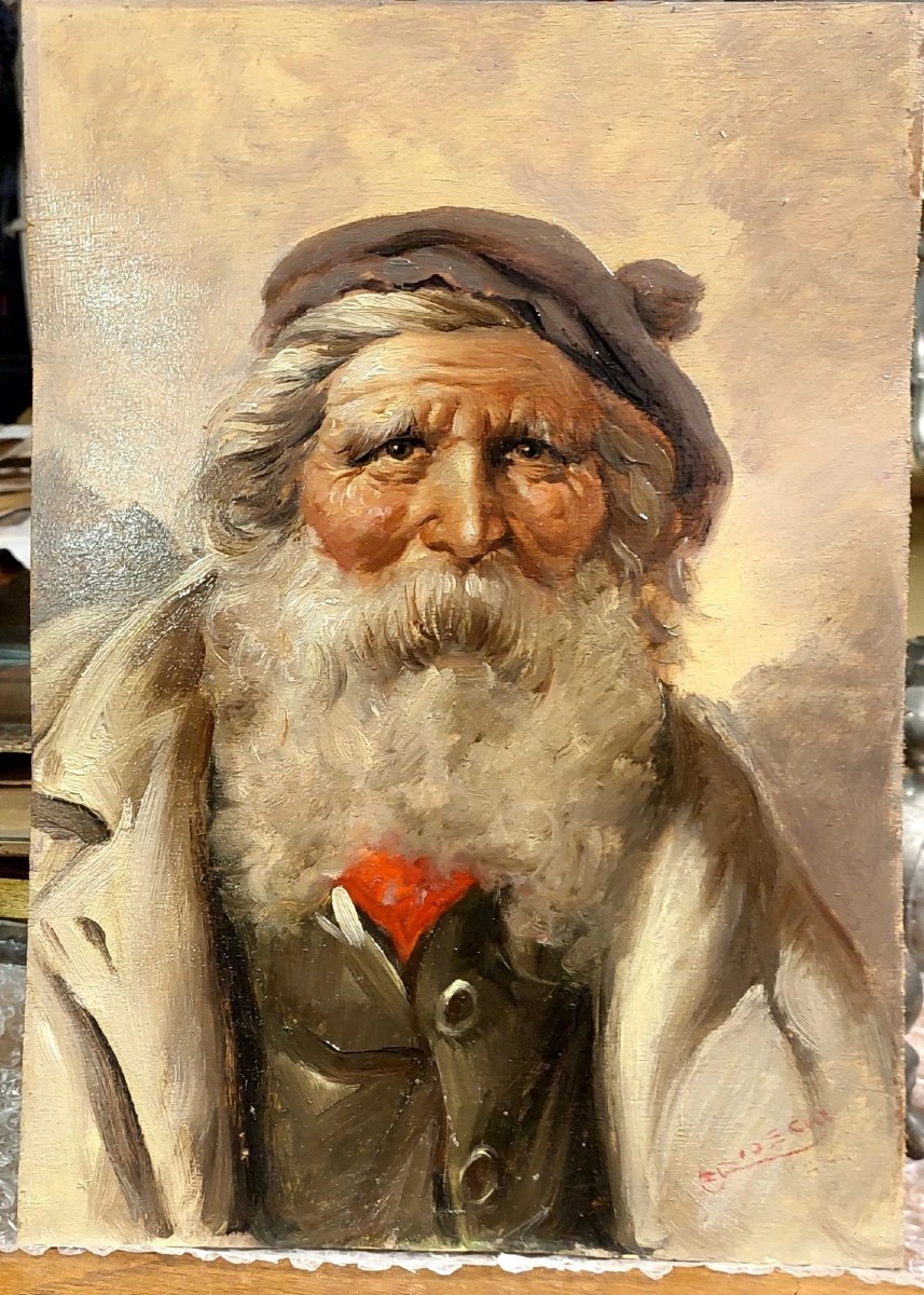 DIPINTO OLIO SU LEGNO RITRATTO PERSONAGGIO ATHOS RENZO BRIOSCHI 1910-2000-photo-2