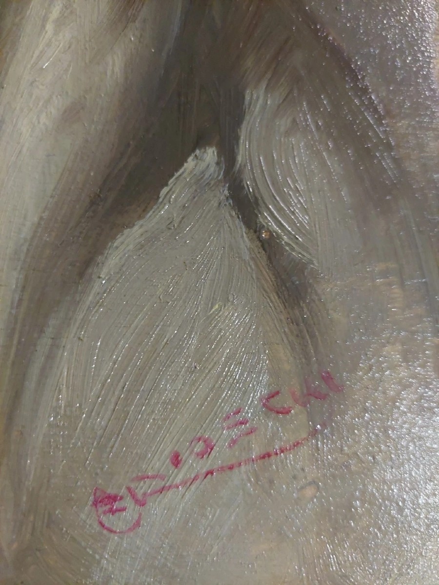 DIPINTO OLIO SU LEGNO RITRATTO PERSONAGGIO ATHOS RENZO BRIOSCHI 1910-2000-photo-1