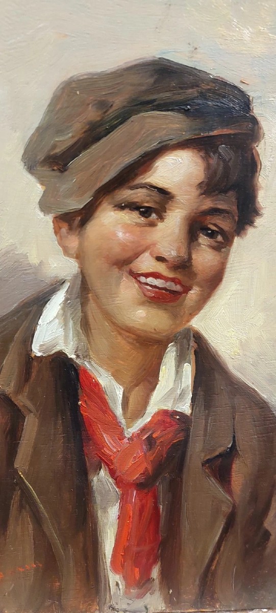 DIPINTO OLIO SU LEGNO RITRATTO PERSONAGGIO ATHOS RENZO BRIOSCHI 1910-2000-photo-1