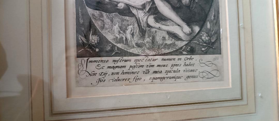 incisione a bulino . -Hendrik Goltzius (1558-1617) VENERE E CUPIDO-photo-4