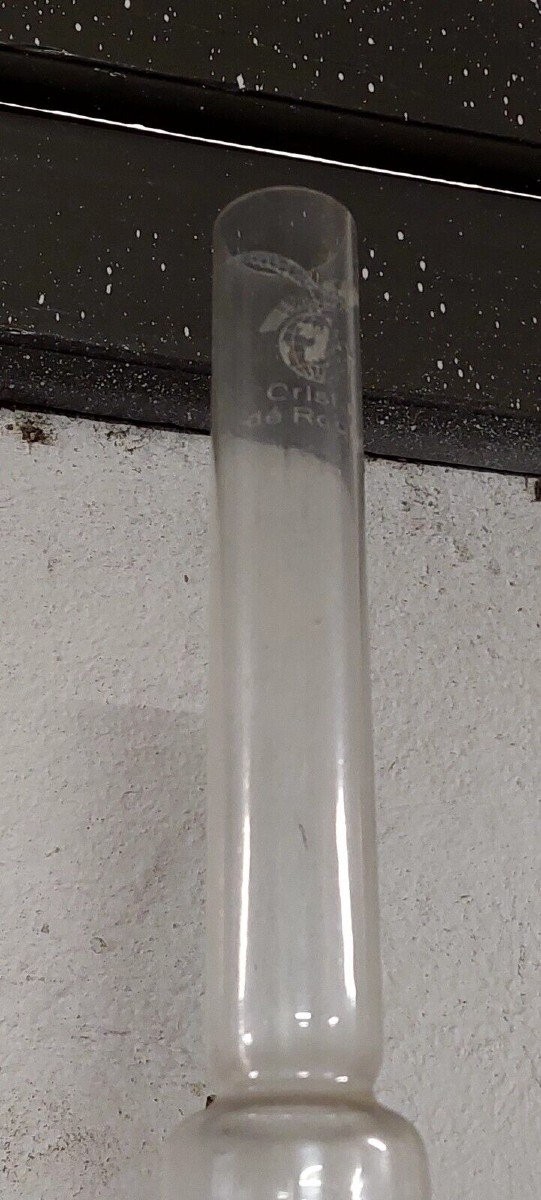 Coppia di antiche lampade a olio in metallo e vetro in stile Impero del XIX secolo-photo-2