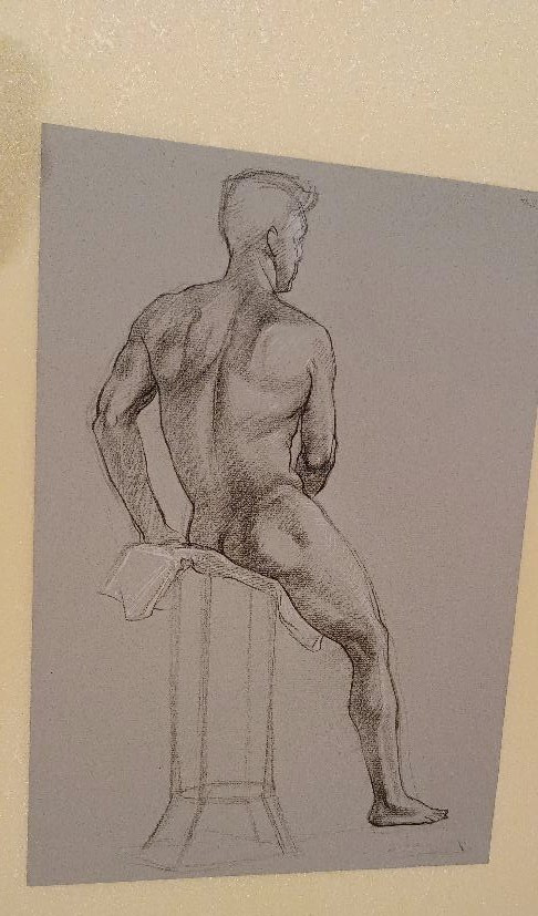 2 disegni a matita su carta meta' XX SECOLO - NUDI MASCHILI-photo-1