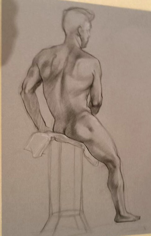 2 disegni a matita su carta meta' XX SECOLO - NUDI MASCHILI-photo-2