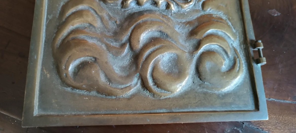 arte sacra antico sportello in bronzo massiccio IHS - 3,2 kg-photo-1