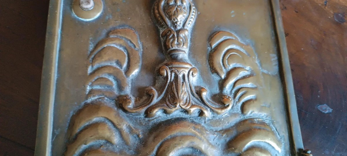 arte sacra antico sportello in bronzo massiccio IHS - 3,2 kg-photo-2